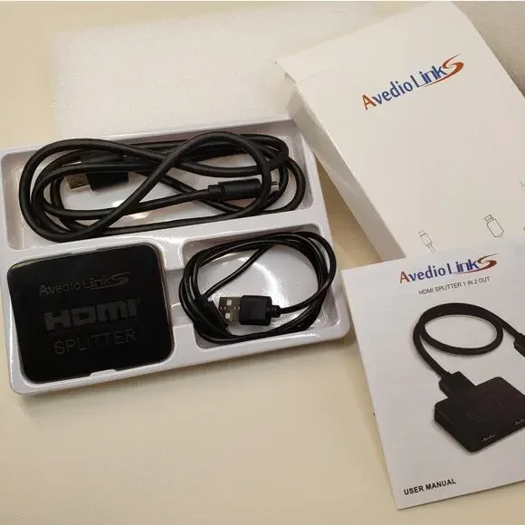 Avedio Links 4K HDMI Splitter 1 in 2 Out (Dual Monitor Duplicate/Mirror)