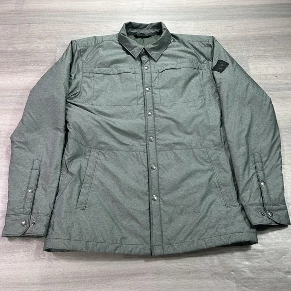 The North Face Jacket Mens Medium Green Quilted Snap‎ Front Insulated Shacket