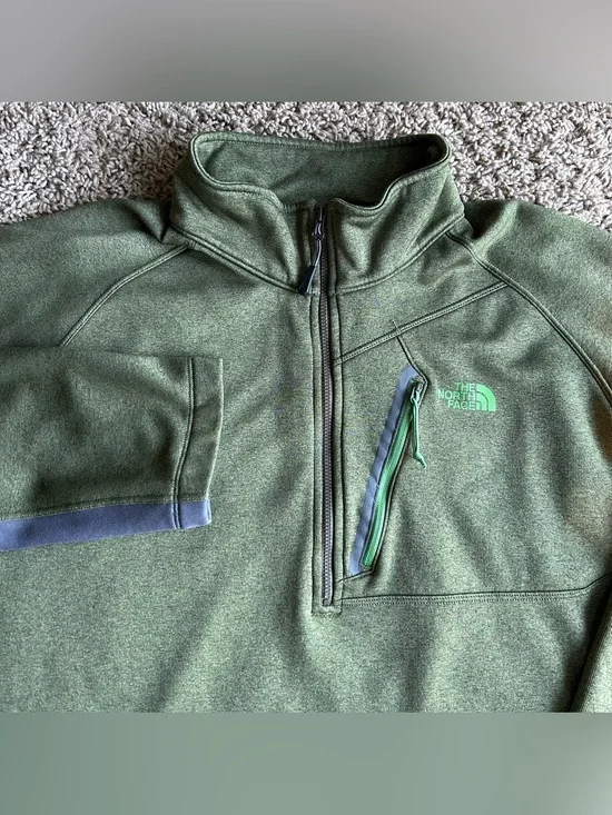 The North Face Y2K Jacket Mens XL Moss Green 1/4 Zip Fleece Pullover Sweatshirt