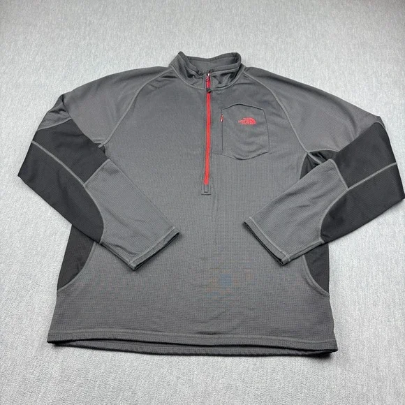 The North Face Sweater‎ Mens Large Gray 1/4 Zip Pullover Knit Waffle Outdoors