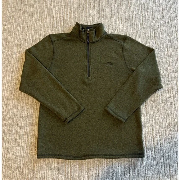 The North Face Better Sweater Quarter Zip Pullover Men's Medium Olive Green Knit