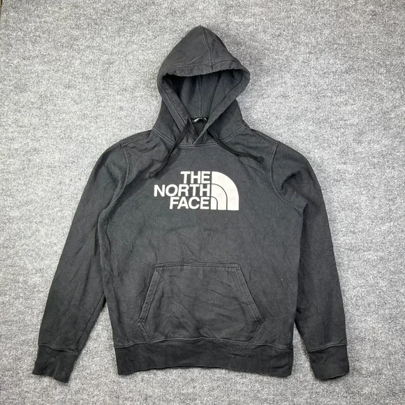The‎ North Face Hoodie Mens Small Black Fleece Lined Half Dome Logo Athleisure