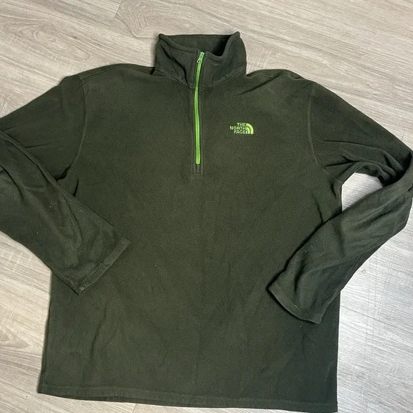 The North Face Pullover Mens Medium‎ Green 1/4 Zip Fleece Sweater Long Sleeve