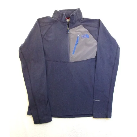 The North Face FlashDry Mens Navy Blue Grey 1/4 Zip Fleece Pullover C741‎ S
