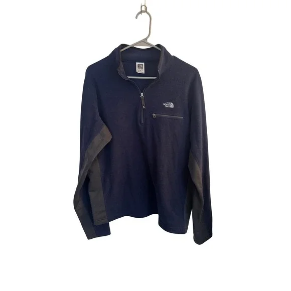 The North Face Fleece Pullover Mens L Navy Blue Flight Series Polartec 1/4 Zip‎
