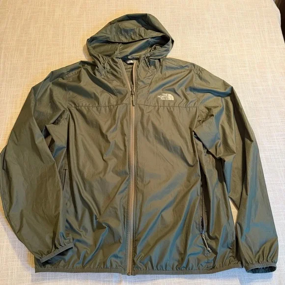 The North Face Mens XL Cyclone Green Hooded Windwall Full Zip Jacket Ripstop