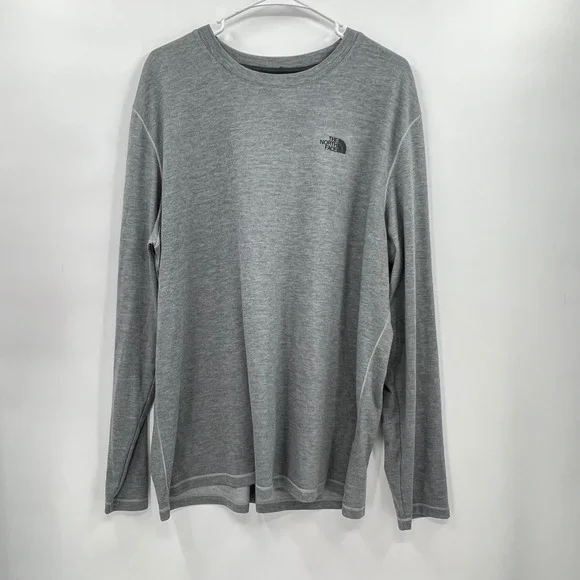 The‎ North Face XXL Long Sleeve Shirt Mens Grey FlashDry Heathered Activewear