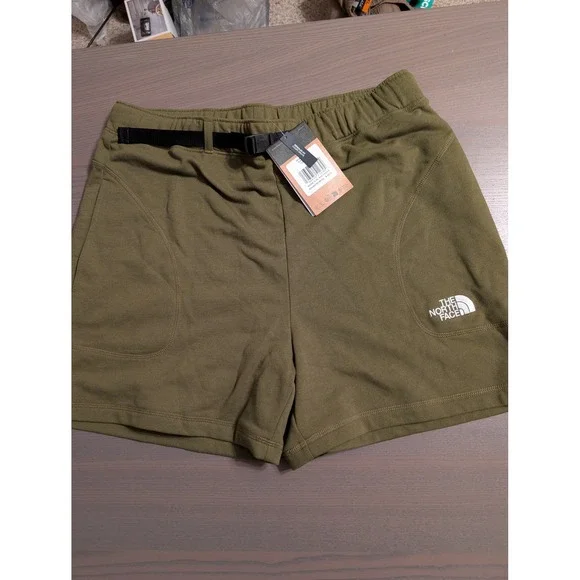 NEW The North Face Mens MEDIUM Class V Belted Fleece Shorts Olive Green