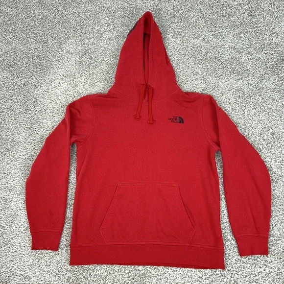 The North‎ Face Hoodie Mens Large Red Pullover Fleece Sweatshirt Logo Outdoor