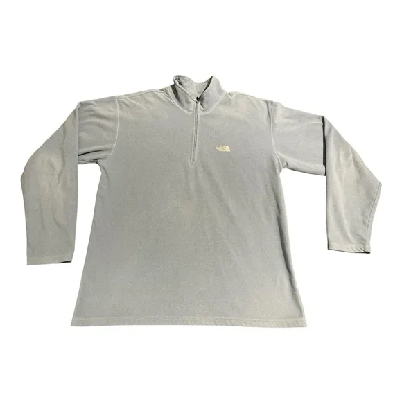 The North Face‎ Fleece Pullover Mens L Blue TKA 100 Quarter Zip Mock Neck Logo