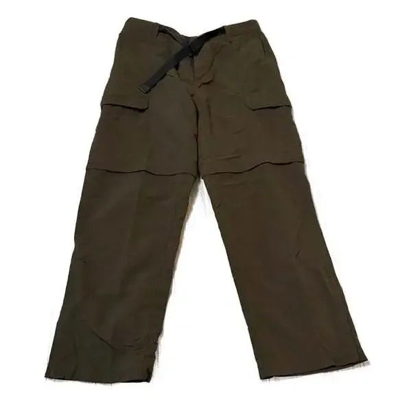 The North Face Men's Olive Green Convertible Zip-Off Cargo Pants
