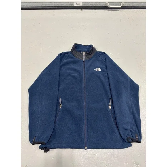 The North Face Mens Navy Blue Full Zip Fleece Jacket XL‎ TG Youth Fits Small/Med