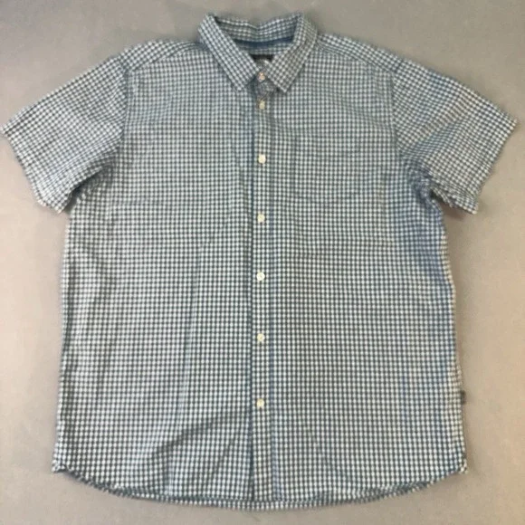 Men's The North Face Plaid Short Sleeve Button Up Shirt White/Green Size XXL