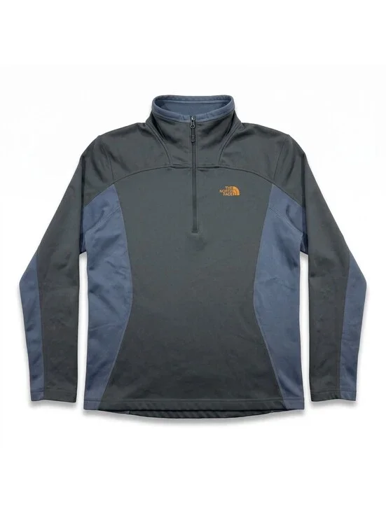 The North Face Pullover Mens M Gray Blue 1/4 Zip Fleece Hiking Outdoor Jacket