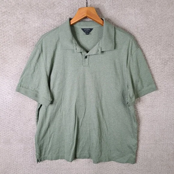 Banana‎ Republic Shirt Mens XL Green Luxe Touch Polo Short Sleeve Cotton Casual