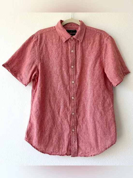 Banana Republic Linen Blend Shirt Slim Fit Short Sleeve