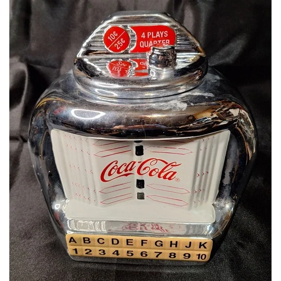 Coca-Cola Jukebox Cookie Jar Chrome Ceramic Gibson Housewares 2000 Retro Diner