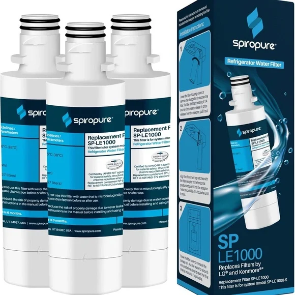 SpiroPure Refrigerator Water Filter 3-Pak & Air Filter 3-Pak Replacement Bundle