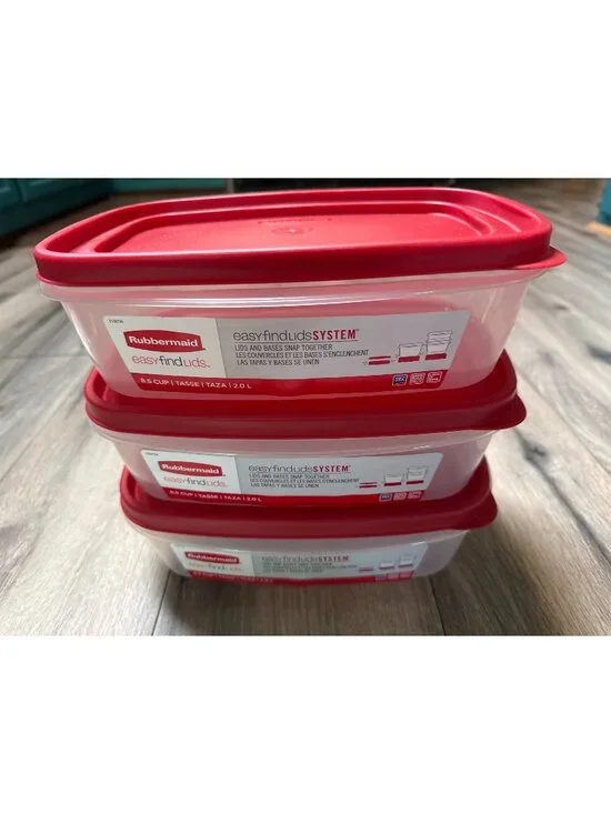 Rubbermaid Easy Find Lids Food Storage Containers 8.5 Cup 2.0L Set Of 3 BPA-Free