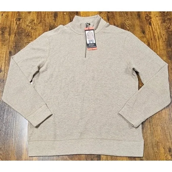 Banana Republic Men's Quarter Zip Pullover Soft Beige Sweater Medium NWT
