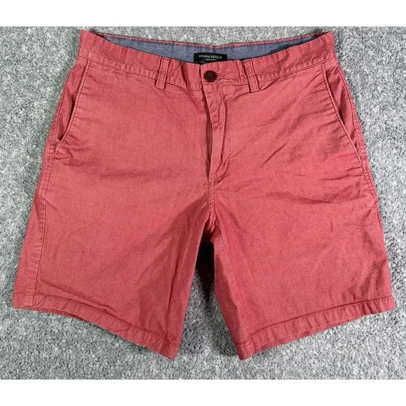 Banana Republic Aiden Shorts Red Salmon Men's Size 30 Cotton Stretch Preppy 7