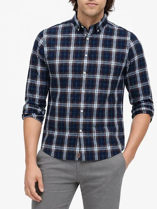 Banana Republic Untucked Slim Fit XL Plaid Button Down Shirt
