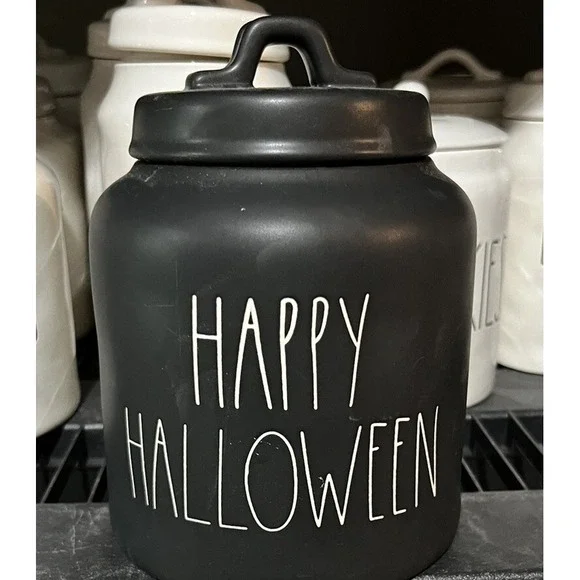 Rae Dunn HAPPY HALLOWEEN 2017 Matte Canister