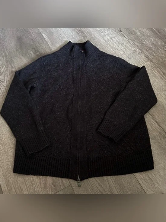 Banana Republic Farmhouse Cozy Wool Argyle Full-Zip Cardigan Sweater Size XL