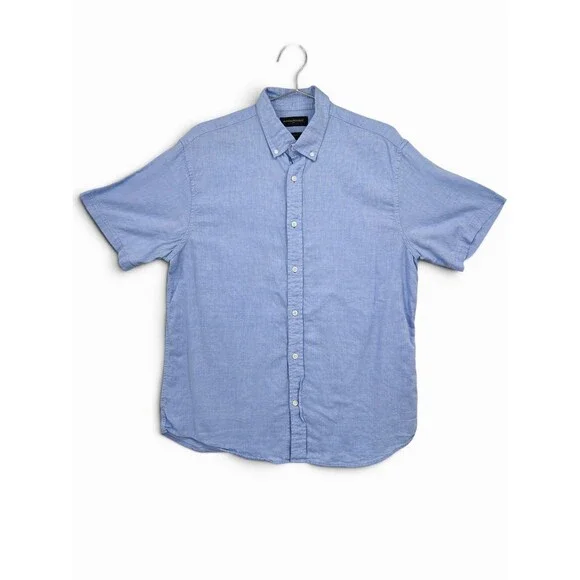 Banana Republic Factory Mens Slim Fit 100% Cotton Blend Shirt L Light Blue