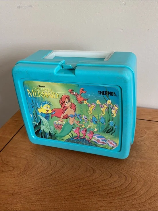 Vintage 90s Disney Little Mermaid Ariel Blue Thermos Lunch Box No Thermos
