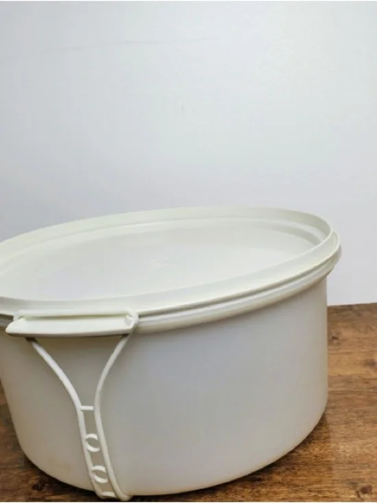 Vintage Tupperware Round Cake Storage Container with Clip Lid