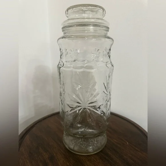 Vintage Planters Mr. Peanut Streamline Glass Jar - Sunburst Flower Pattern