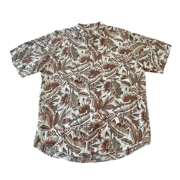 Vintage 90s Banana Republic Safari Shirt Med Tropical Hong Kong Vacation Retro