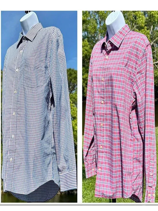 Banana Republic Lot of 2 Men's Long Sleeve Plaid Button Down Shirts Size Large