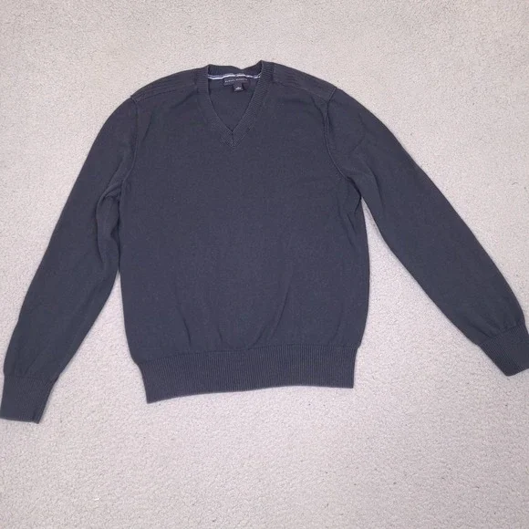 Banana Republic Mens Cotton Cashmere V-Neck Sweater Small Black‎ Pullover