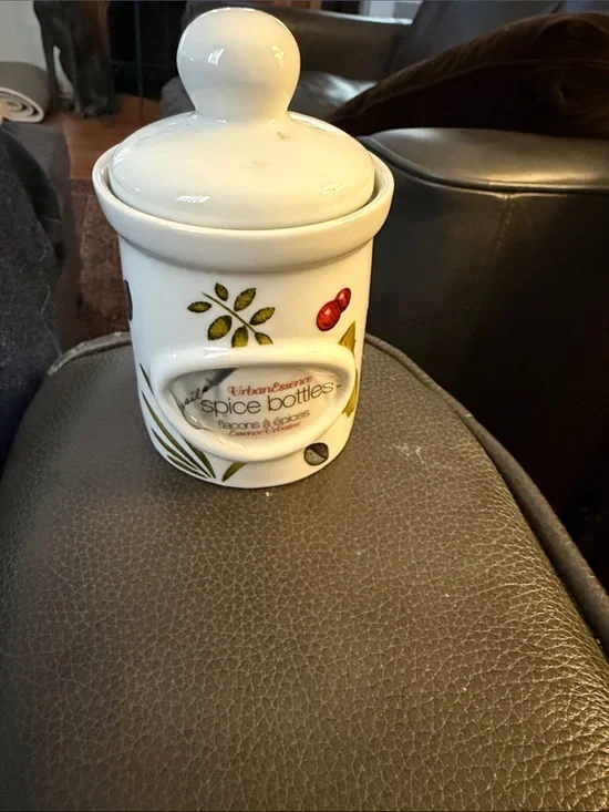White Ceramic Spice Bottle Jar with Lid