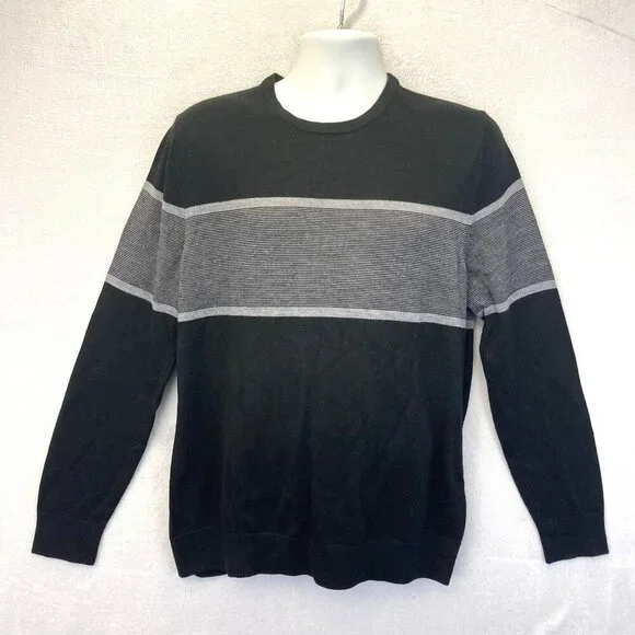 Banana Republic 100% Merino Wool Sweater Mens Large L Black Lightweight Pullover