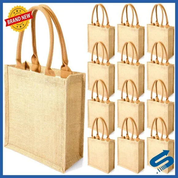 Reusable Burlap Tote Bags Minimal Chic Eco-Friendly Beach Wedding Shopping