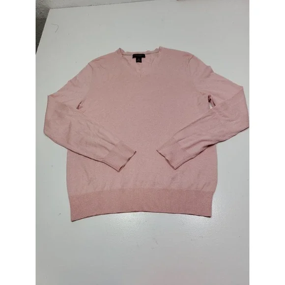 Banana Republic Sweater Mens Medium Pink Silk Cashmere Knit V-Neck Pullover