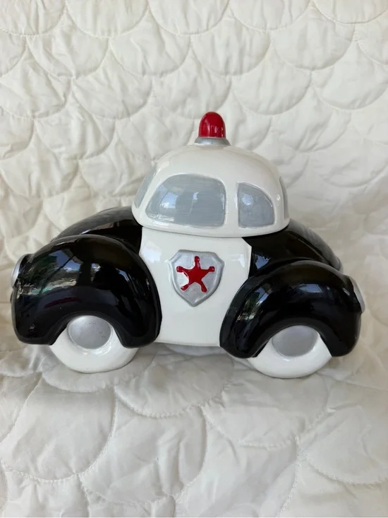 Ceramic police car cookie jar / kids storage jar