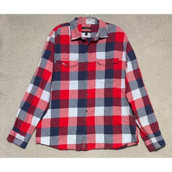 Banana Republic Ultra Soft Flannel Untucked slim fit Mens XL Plaid Colorful