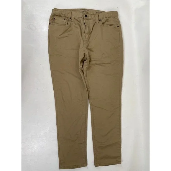 Banana Republic Travel Jean Mens 33x32 Athletic Fit Khaki Tan Stretch Pants