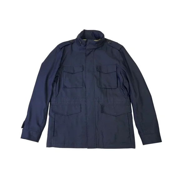 Banana Republic Mens Water Repellent Field Jacket Coat M Navy Blue Utility