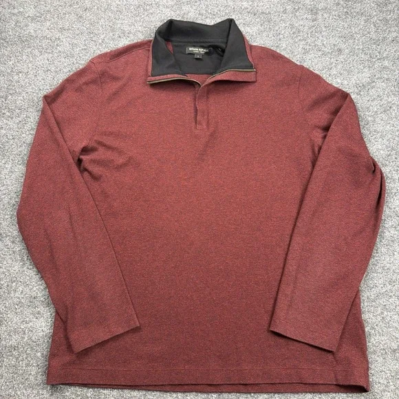 Banana Republic Luxury Touch 1/4 Zip Pullover‎ Lightweight Sweater Mens L Red