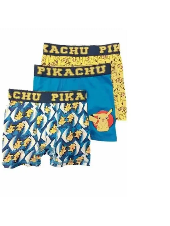 Boys Pokemon Boxers Underwear sz 4 Stretch Tagless Bioworld 3 Pc