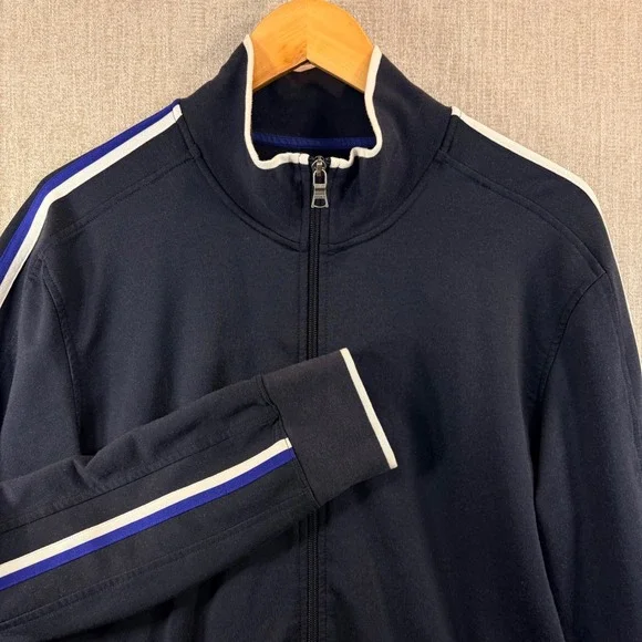 Banana Republic Mens Vintage (09) Navy Blue Full Zip Track Jacket LG Striped Slv