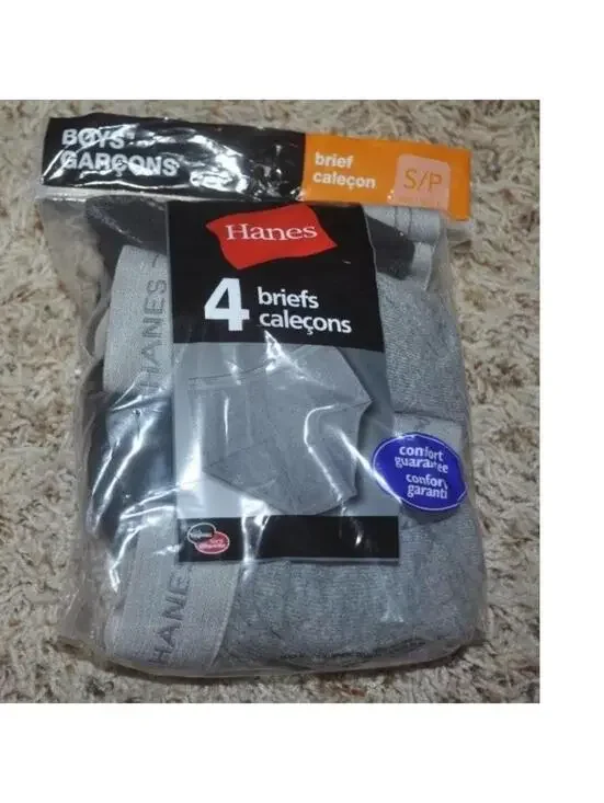 Hanes Underwear Briefs Boys 4 Pair sz 6/8 Tagless Black Gray Stretch