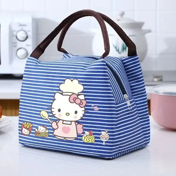 HELLO KITTY Blue & White Striped Insulated Lunch Tote (BRAND-NEW &‎ SUPER CUTE!)