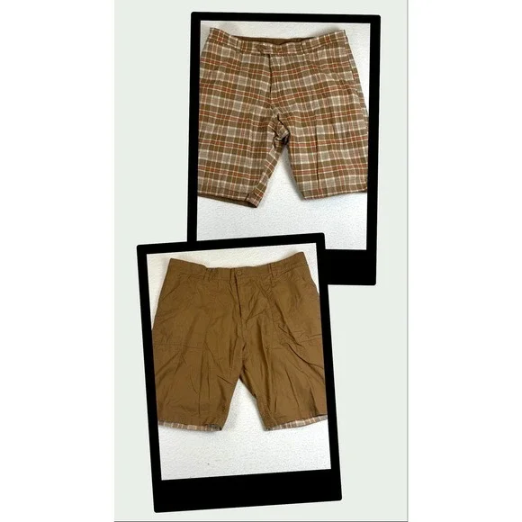 Banana Republic Mens Reversible Ripstop Plaid/Brown Shorts Size 40 Rare