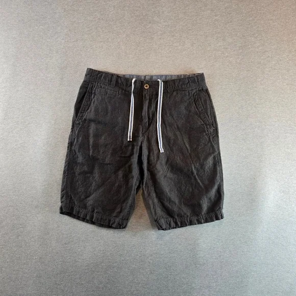 Banana Republic Shorts Mens 33 Charcoal Linen Blend Drawstring Casual 12